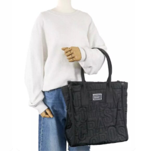 NWT! NEW! Marc Jacobs Jumbo Logo Nylon Quilted Tote Bag - Black - Picture 4 of 12